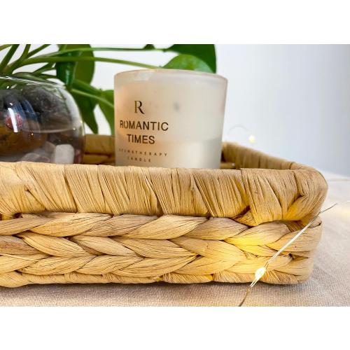Rustic Woven Seagrass Guest Towel Tray Holder for spa, Farmhouse Water Hyacinth Guest Towel Napkin Holder for Desk