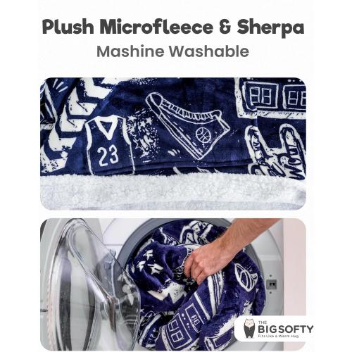 Size ONE FITS ALL  Sports Blanket Hoodie Men & Kids, Oversized Wearable Blanket Kids, Teens, Adults, Soccer & Basketball Hoodie Blanket for Boys