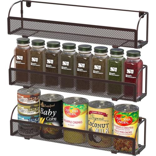 Simple Houseware Wall Mounted Spice Rack Shelves Organizer, Bronze, 3-Pack