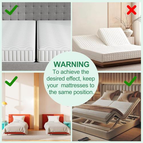 8’’ Wide Bed Bridge Twin to King, Split King Gap Filler for Adjustable Bed, Twin to King Bed Converter with Adjustable Strap, Seamless Comfort Bed Gap Filler for King Bed