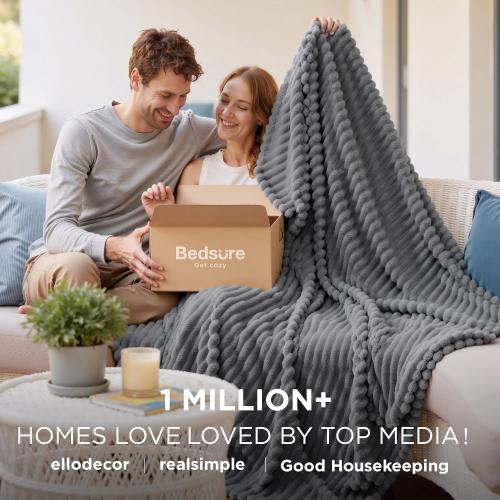 Bedsure GentleSoft Frost Gray Fleece Blanket for Couch - Cozy Soft Blankets for Women, Cute Small Throws for Girls, 50x70 Inches