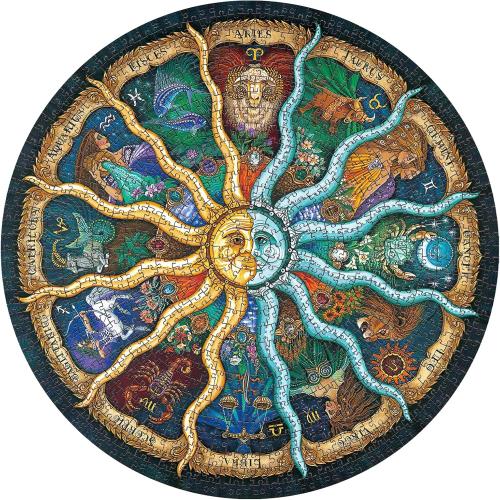 Zodiac Puzzles for Adults 1000 Pieces - Round Horoscope Astrology Jigsaw Puzzle, Challenging Difficult Mandala Constellation Puzzle for Adults, 26.7 Inch