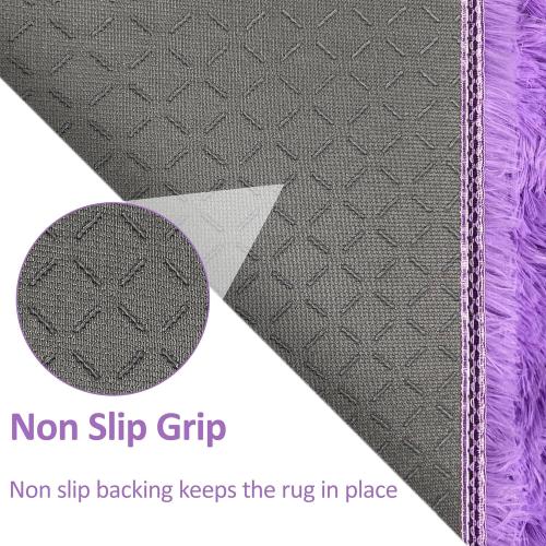 Runner Rug for Bedroom 2x6 Purple Fluffy Shaggy Rug Soft Plush Fuzzy Area Rug Bedside Runners for Hallway Kids Nursery Dorm Playroom Living Room with Non Slip Modern Indoor Decor Carpet