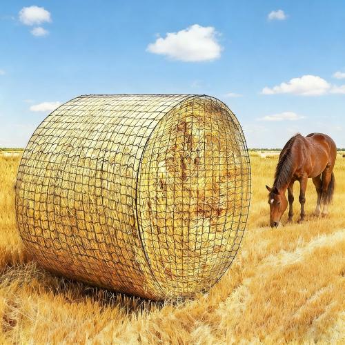 Round Bale Hay Net 4x4ft Large Round Bale Hay Nets for Horses Heavy Duty Slow Feed Hay Net Black Knotless Design for Horse, Cattle, Goat (4x4ft)