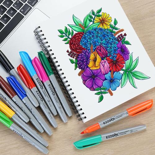 Permanent Markers Bulk, Permanent Marker Bulk Pack of 72, 12 Assorted Colors, Fine Point Permanent Markers For Kids and Adult Coloring as Office, School Supplies