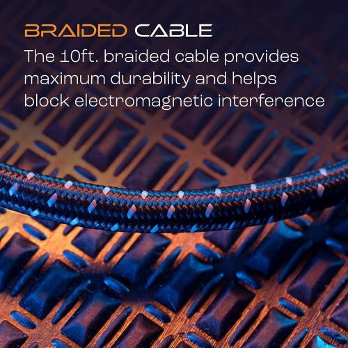 TITAN 8K HDMI 2.1 Cable, 10 ft Braided Cord, Amber LED Light Strip, Ultra High-Speed Cable with HDR, VRR & QMS, 48 GBPS, Black, 59063
