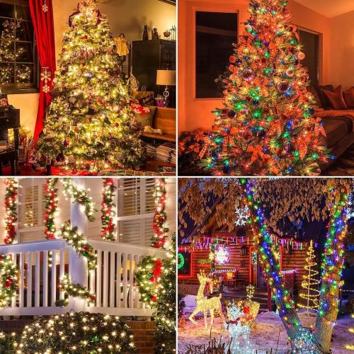 Color Changing Christmas String Lights Outdoor Indoor, 108FT 300 LED Warm White Multi Color Fairy Light, END to END CONNECTABLE, Waterproof Christmas Tree Lights with Timer Remote