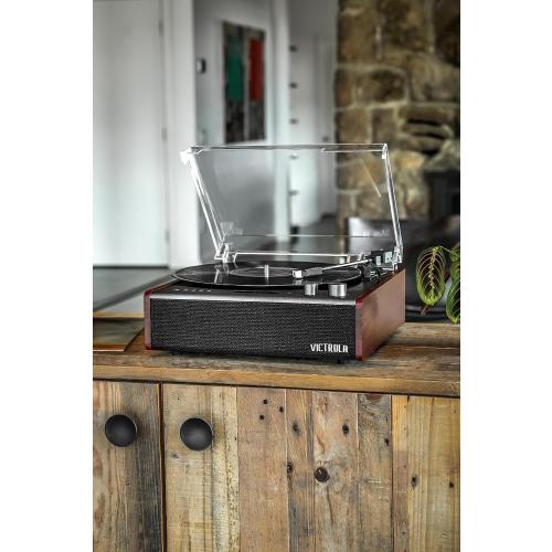 Victrola Eastwood Signature – Bluetooth Record Player – 3-Speed Turntable, Built-in Speakers, Premium MM Cartridge, Vinyl Stream for Wireless Streaming, Removable Dust Cover, (Espresso)