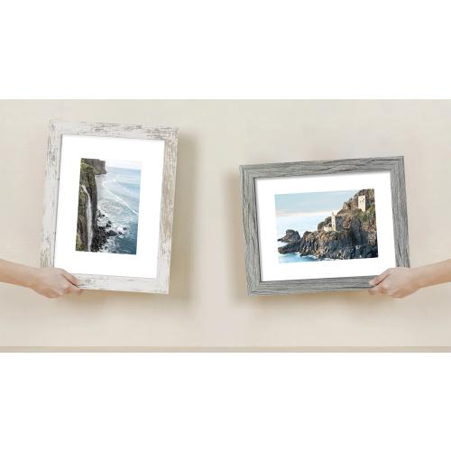 Hongkee 8x10 Picture Frame Set of 4, Made of Real Glass and Natural Oak Wooden Frame, 8 by 10 Photo for Wall or Tabletop - Display Picture 5x7 with Mat or 8x10 Without Mat