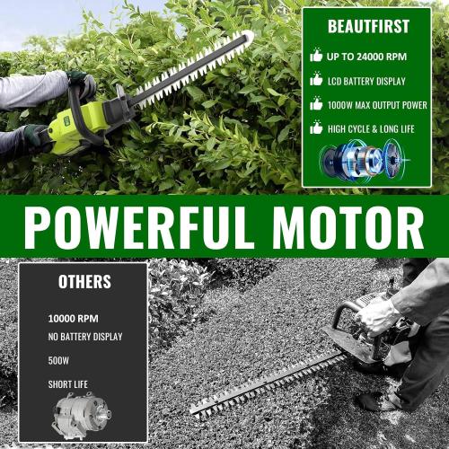 22-Inch Hedge Trimmer Cordless with 2x5.0Ah Battery & Charger, 20V Handheld Electric Tree Grass Trimmer with Rotatable Handle & Dual-Action Blade, Bush Shear Grass Cutter for Shrub Trimming, Garden