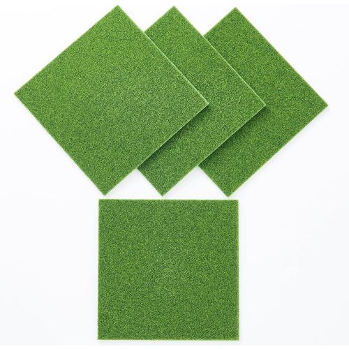 4 Packs Artificial Grass, 6x6 Inch Fake Grass Decor for School Diorama Projects, Party Decorations, Miniature Fairy Garden & Dollhouse Crafts Accessaories, Pet Activity Area