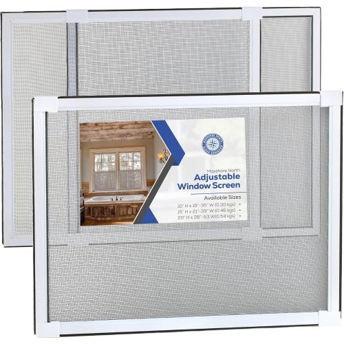 Expandable Window Screens for House Windows 20 H x 28-53 W inches - 2 Pack Large Adjustable Window Screens, Ideal Replacement Window Screens