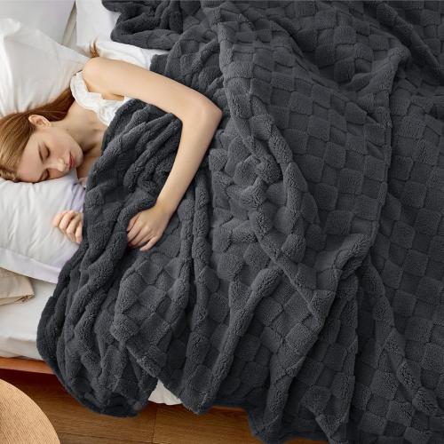 Bedsure GentleSoft Blankets Queen Size for Bed - Super Soft Cozy Blanket for Women Men Girls, Large Fuzzy Fleece Throw for Bedroom Decor, Dark Grey, 90x90 Inches