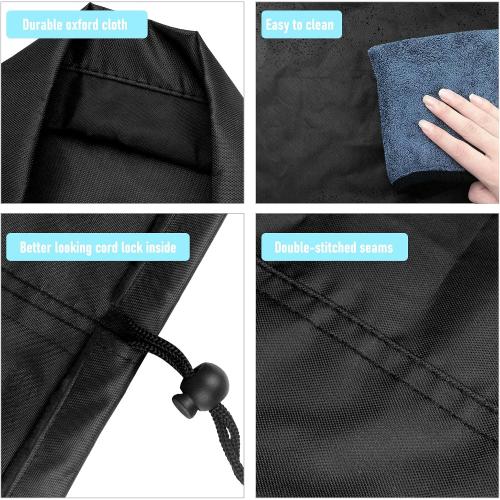 Round Patio Table Cover Waterproof, 62 Diax25 H Heavy Duty Oxford Fabric Outdoor Patio Furniture Cover Patio Table Chair Set Covers for Garden Round Table Dining Set, Black