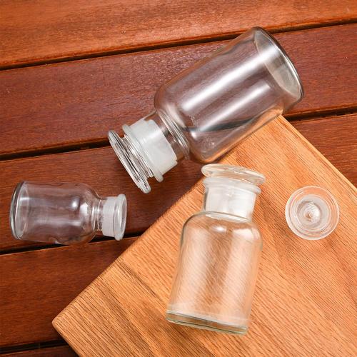 4 PCS Kestun Lab Glass Reagent Bottle,Wide Mouth Glass Storage Bottle with Ground Stopper,Decorative Bottles/Vase (Clear, 60ml)