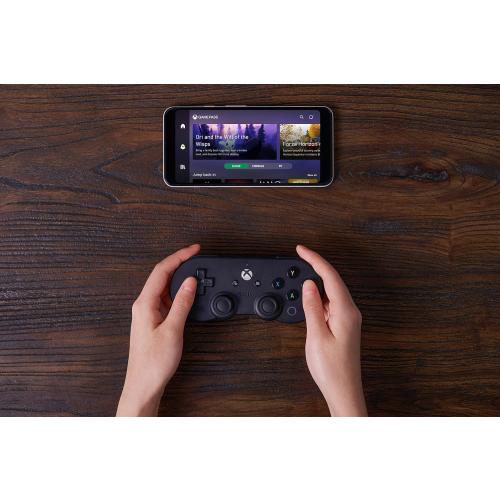 Black 8Bitdo Sn30 Pro Bluetooth Controller for Mobile & Xbox Cloud Gaming on Android, Gaming Controller for iPhone, iPad, macOS and Apple TV (No Mobile Clip) - Not for Xbox