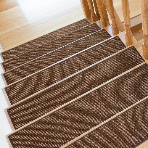 Stair Treads Non Slip for Wooden Steps Indoor 9 x 36 15 Pack Extra Wide Stairs Tread Carpet Runner, Step Pads with Reusable Adhesive for Dogs Kids Elders, Machine Washable, Brown