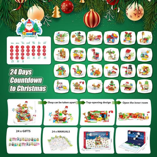 Santa’s Workshop Advent Calendar 2025 Building Set for Kids – 24-in-1 Christmas Holiday Countdown Gift with 24 Days of Surprise Figures, Party Favors Building Block for Boys & Girls Ages 6
