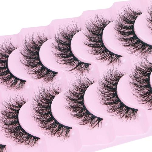 FANXITON Wispy False Eyelashes Natural Look Short Mink Lashes 3D Faux Mink Eyelashes 7 Pairs Pack