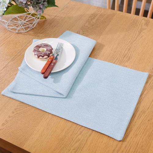 Set of 4 Soft Linen Decorative Placemats Heat Resistant Dining Table Place Mats Kitchen Table Mats 12 x 18 Light Blue