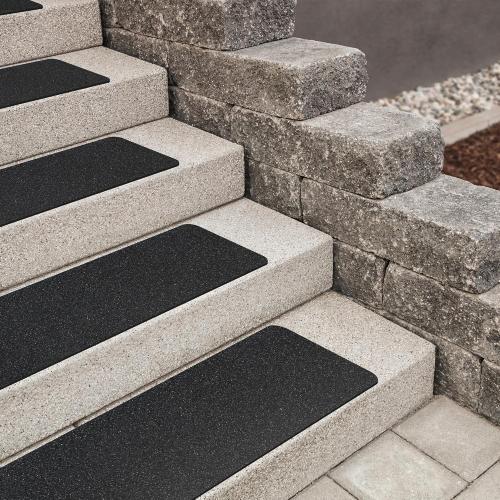 MBIGM 8-Pack 24 X 6 Pre-Cut Stair Treads 80 Grit Non-Slip Outdoor Tape Black Heavy Duty Anti Slip Traction Adhesive Strips