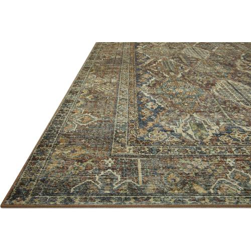Loloi Magnolia Home by Joanna Gaines Banks Collection BAN-05 Spice/Blue 7'-6 x 9'-6, .13 Pile Height, Machine Washable, Area Rug