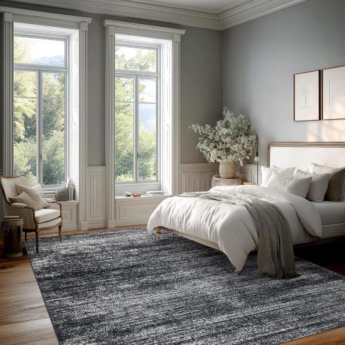 Area Rugs 9x12 Living Room,Abstract Boho Large Area Rug,Black and White