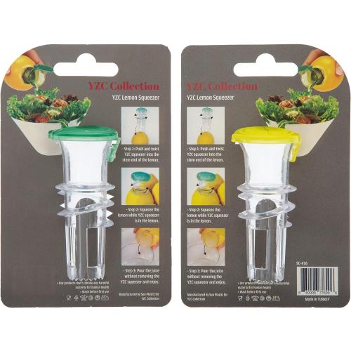 YZC Lemon Squeezer – 2-Pack Lemon-Juicer – BPA-Free Plastic Lime Juicer– Compact Juice Extractor Citrus Press with Lid – Squeeze Lime for Cocktails, Drinks