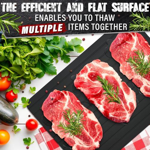 Quick Defrosting Tray for Frozen Meat, Fish, and Vegetables – 11.6 x 8.2 Non-Electric Aluminum Meat Defrosting Tray, Non-Stick Surface and High Thermal Conductivity – Easy to Clean, Use, and Store