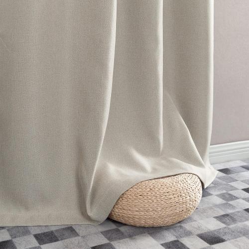 Vangao Curtains for Bedroom, Linen Textured Curtains 96 Inch Length 2 Panels Set, Room Darkening Drapes for Living Room, Grommet Top Window Treatments, Greyish Beige