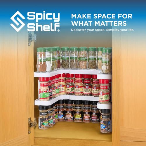 Spicy Shelf 3.0 - Expandable 2 Tiered Spice Rack Organizer for Cabinet & Pantry - Kitchen Seasoning Organizer - Cabinet Spice Racks for Inside Cabinets (Spicy Shelf Premium) - Home Organization
