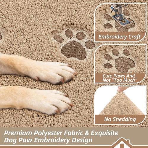 BEQHAUSE Dog Door Mat for Mud Paws Dirt Trapper Doormat Non-Slip Entryway Rugs Absorbent Welcome Mat Washable Indoor Floor Mat Low-Profile for Front Door, 20 x 32, Beige