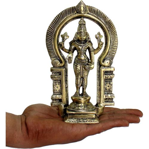 eSplanade Brass Lord Balaji Moorti Murti Idol Statue Praying Idol for Pooja - Vishnu Narayan Home Decor (7 inches Height)