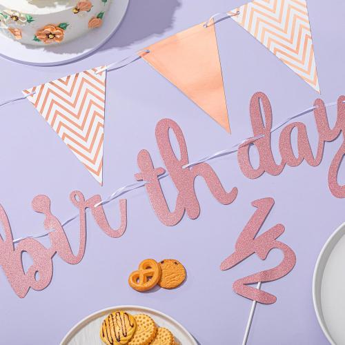 Boao Pre- Strung Half Birthday Decorations Set 6 Months Happy 1/2 Birthday Banner, Glitter 1/2 Half Year Cake Topper, Triangle Flag Banner for Baby Shower Party Photoshoot Props(Rose Gold)