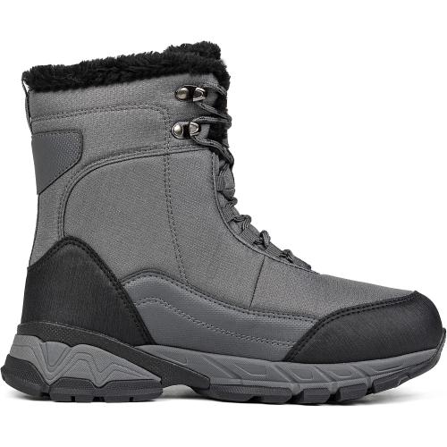 Size 9.5 Color Grey Men's Snow Boots Waterproof Warm Fur Lined Winter Hiking Boot Non-slip Outdoor Ankle High-top Shoes Work Hiker Trekking Trail