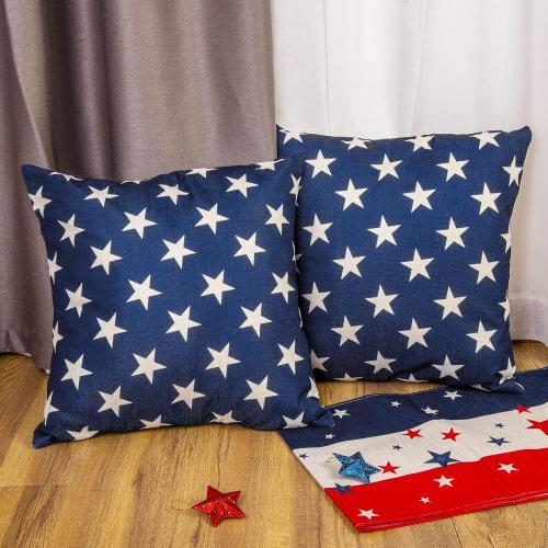 DUZXLCQ 4th of July Decorations Pillow Covers 18x18 inch Set of 4 Independence Day Patriotic Throw Pillow Case American Flag Stars and Stripes Cushion Case for Sofa Couch Bed Home Outdoor