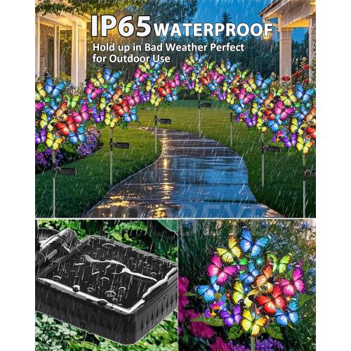 Solar Garden Lights Outdoor Waterproof Decorative | Solar Lights Outside 2 Pack with 86 LED 34 Butterfly Flowers Garden Decor Yard Patio Lawn, Gifts for Women Mother's Day Mom