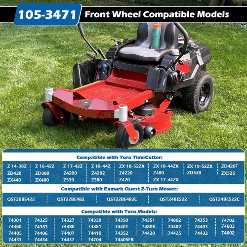 105-3471 Front Wheel and Tire Assembly Replacement for Toro TimeCutter Z 4.10/3.50-4/Exmark Quest Z-Turn Riding Mower(1 Pack)
