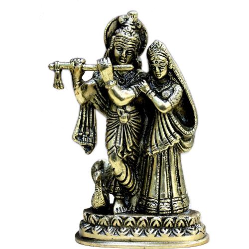 StonKraft - Radha Krishna Pair Murti Idol Statue Sculpture - Brass - 6 - Antique