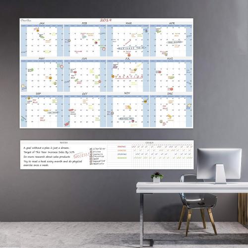 CLEVER CLEAN Large Dry Erase Wall Calendar 5 Feet- 48x60 2025 Undated Yearly Planner for Home, Office, School Projects - Jumbo Erasable Laminated Task Organizer