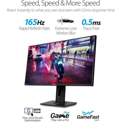 ASUS VG278QR 27” Gaming Monitor 165Hz Full HD (1920 x 1080) 0.5ms G-SYNC Eye Care DisplayPort HDMI DVI