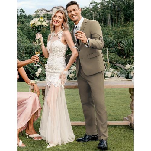 COOFANDY Men's 2 Piece Suits Classic Fit 2 Button Dress Suits Tuxedo Jacket Blazer for Wedding Business Dinner Prom