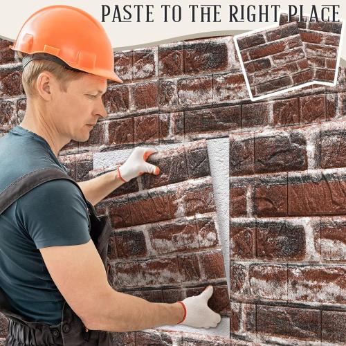 Tinlade 40 Pcs, 3D Wall Panels Peel and Stick Foam Brick Wallpaper Printable Faux Brick Wall Panels Decorative Self Adhesive Tiles Waterproof(Red Brick)