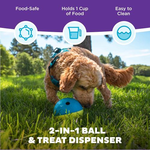 Outward Hound by Nina Ottosson Treat Tumble Interactive Puzzle Ball Dog Toy, Level 1 Beginner, Blue, Small (4.75 Diameter)