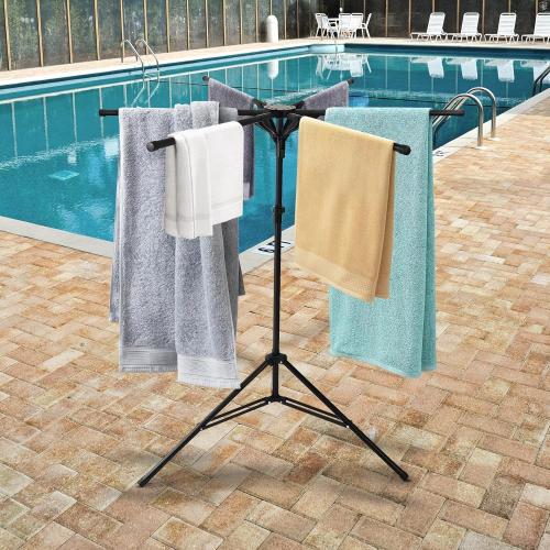 CozyNova Pool Towel Rack Outdoor – Adjustable 51-71 Inch Freestanding Pool Float Storage Rack with 6 Foldable Arms, for Towels & Swim Gear