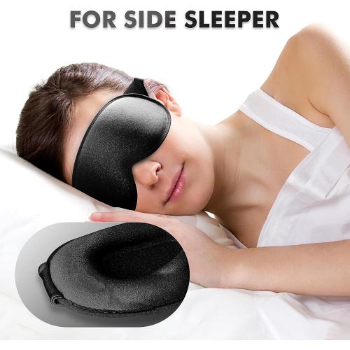 Sleep Eye Mask for Men Women, Lash Extensions 3D Sleeping Mask, Travel Blackout Night Blindfold Eye Shade Cover with Adjustable Strap (Black-3D)