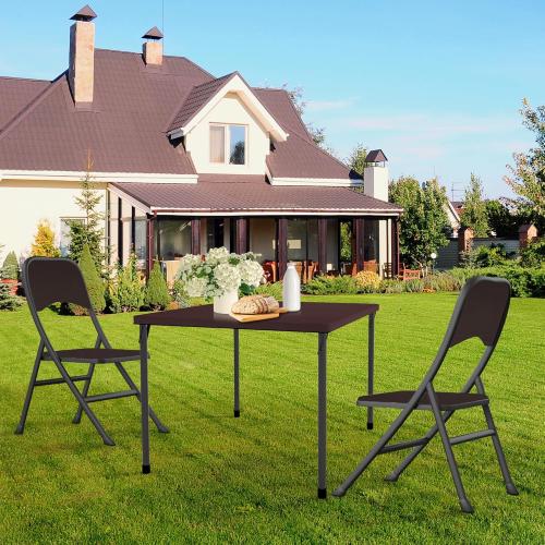 34 Folding Table, Portable Square Folding Card Table with Collapsible Legs Plastic Tables for Camping,Picnic, Office, Party, Brown