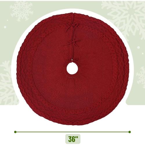 Mr. Pen- Christmas Tree Skirt, 36, Red Knitted Christmas Skirt Tree for Xmas Trees