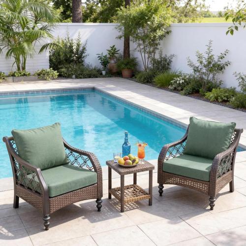 Art Leon Waterproof Outdoor Seat Cushion 24x 24 30D High Density Foam Patio Chair Cushions with Non-Slip Backing Patio Cushions for Patio Furniture Porch Swing Garden Bench Camping Stadium Green