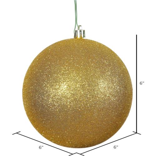 Vickerman 6 Antique Gold Glitter Ball Ornament, 4 per Bag